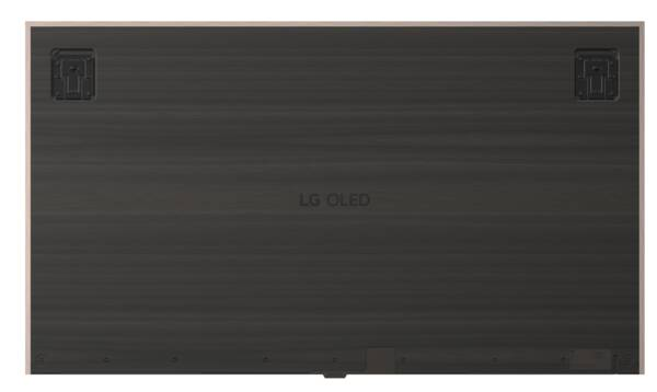 Tył telewizora LG OLED z dwoma mocowaniami i charakterystycznym wzorem.