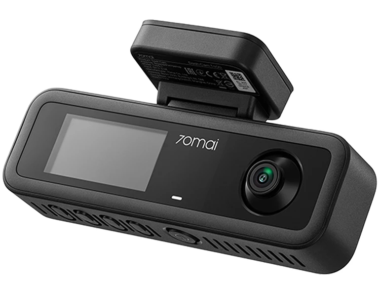 Czarna kamera samochodowa 70mai z ekranem i obiektywem.