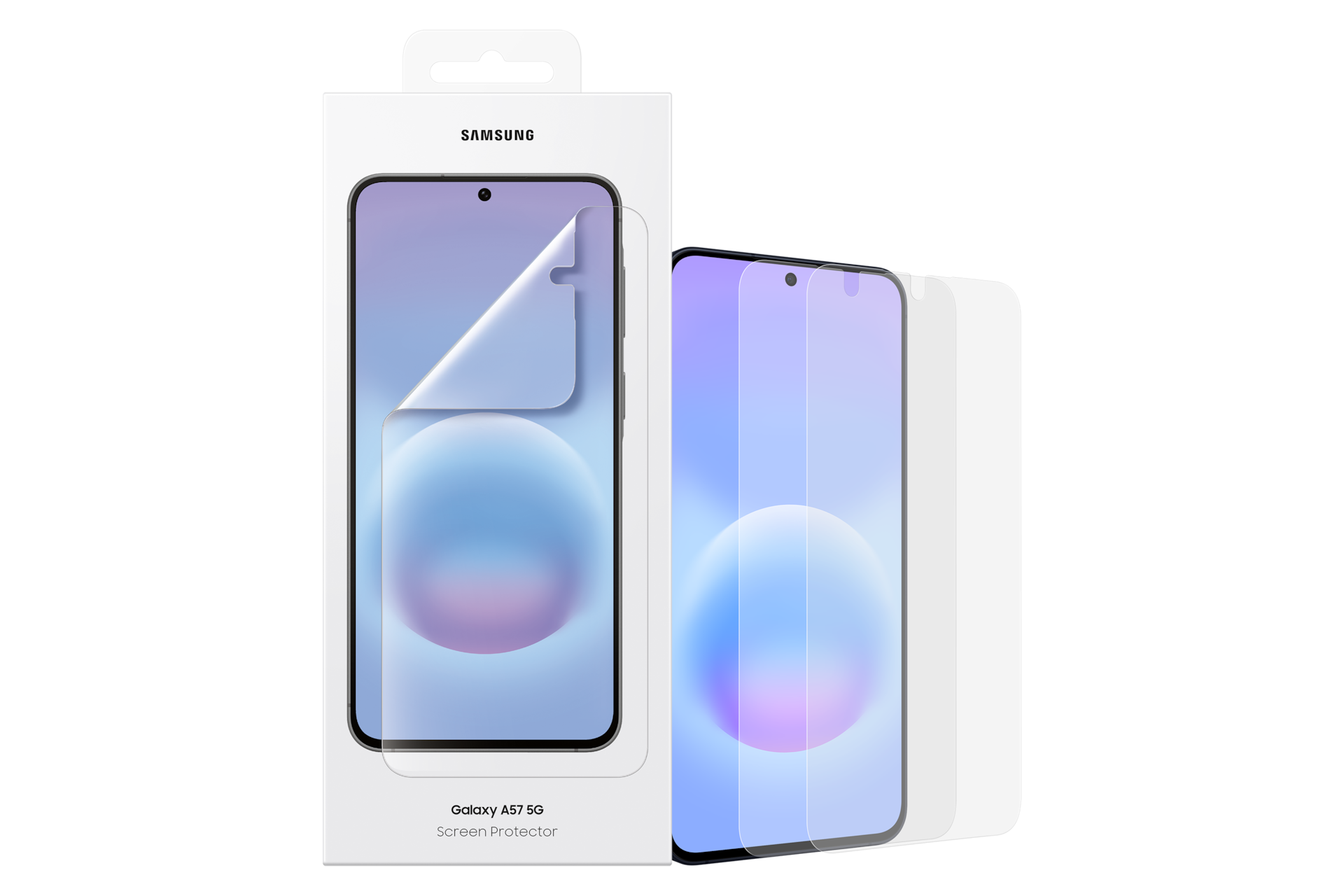 Folia ochronna na ekran Samsung Galaxy A57 5G w białym opakowaniu.