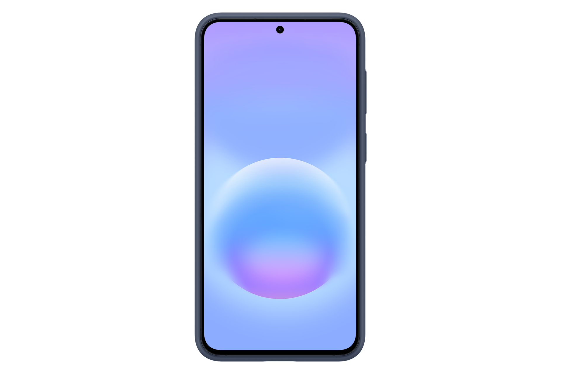 Smartfon z tapetą w kolorze niebieskim i fioletowym.