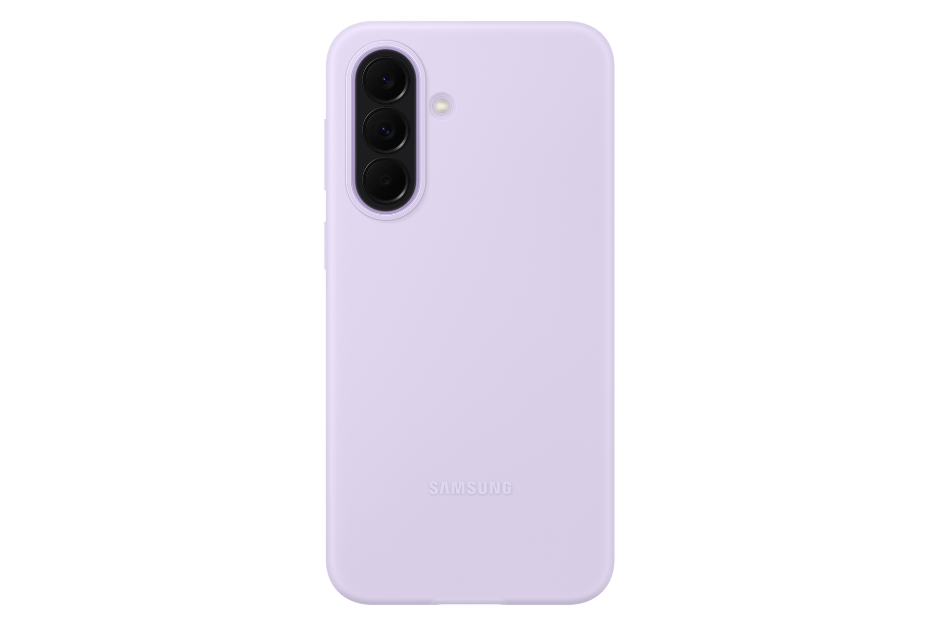 Fioletowe etui na telefon Samsung z trzema aparatami i lampą błyskową.