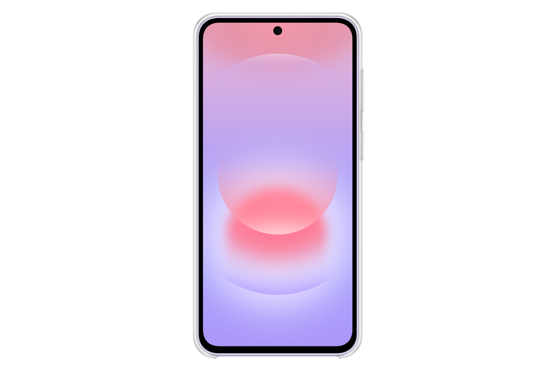 Smartfon z gradientem od różowego do fioletowego na ekranie.