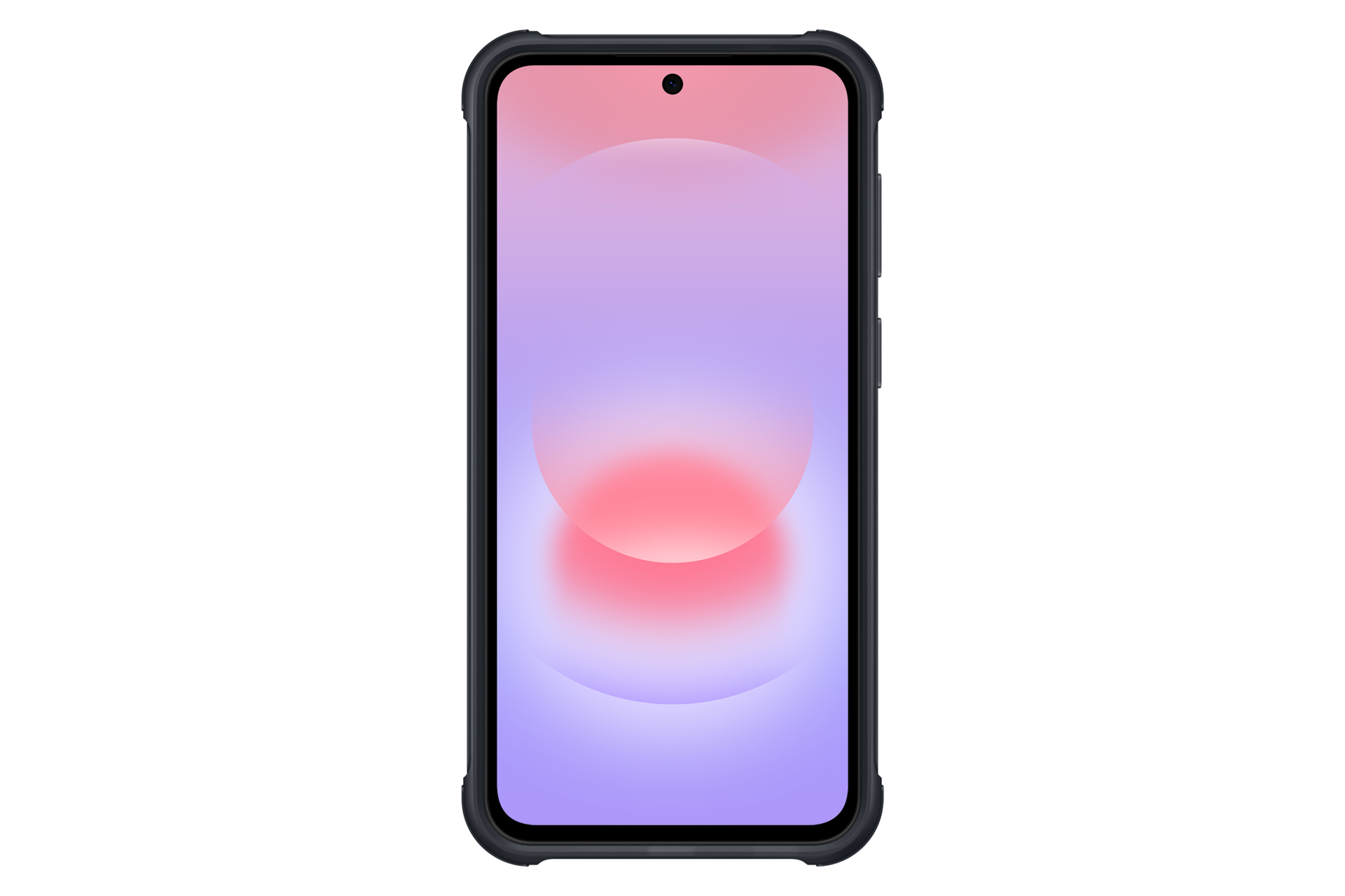 Ein Smartphone mit einem Farbverlauf von Rosa zu Lila auf dem Bildschirm.
