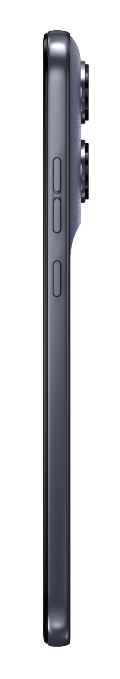 Szary profil smartfona z obiektywami i przyciskami na czarnym tle.