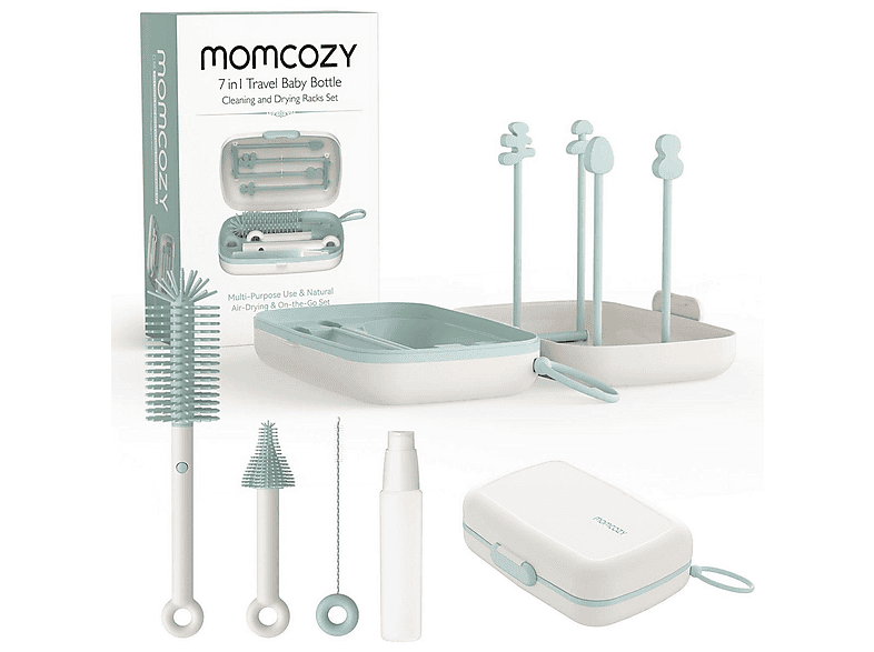 Momcozy LS001-GE12NB-A 7-in-1 tragbares Flaschenreinigungsbürstenset
