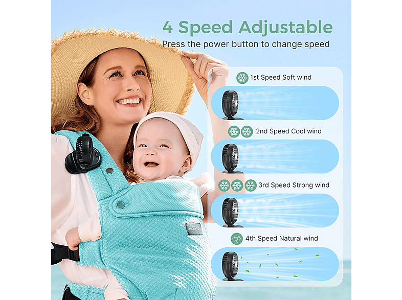 Momcozy PF002-BL00BA-A Clip-On-Kinderwagenventilator, schwarz — Foto 2 von 5