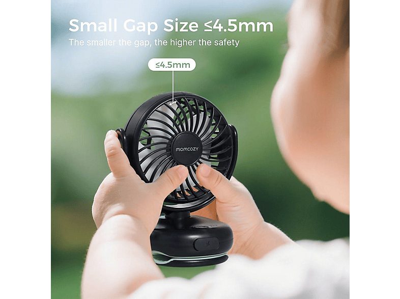 Momcozy PF002-BL00BA-A Clip-On-Kinderwagenventilator, schwarz — Foto 5 von 5