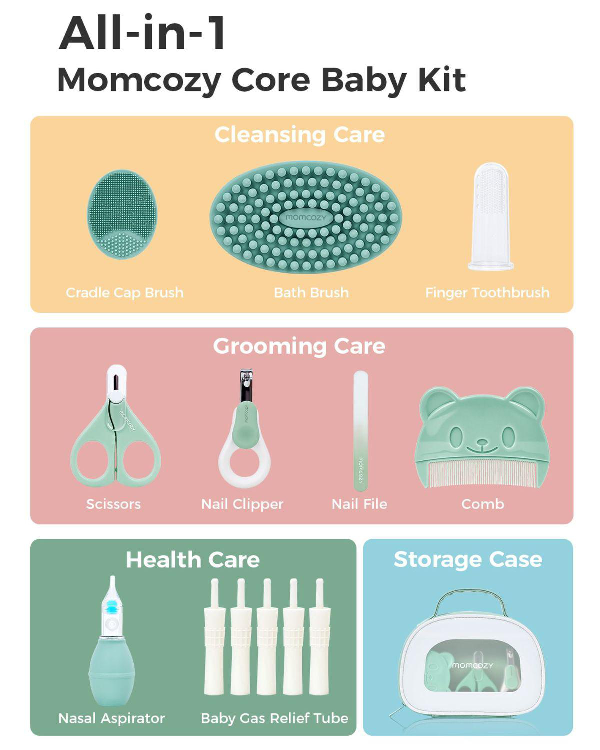 Momcozy Kern Baby Set: Reinigungs-, Pflege-, Gesundheitspflegeartikel & Aufbewahrungstasche.