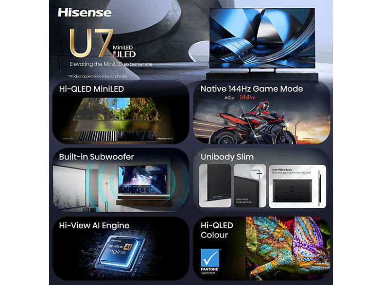 Hisense 85U7SE (2026) 85 Zoll Hi-QLED MiniLED, 144 Hz nativ; MiniLED TV — Foto 2 von 5