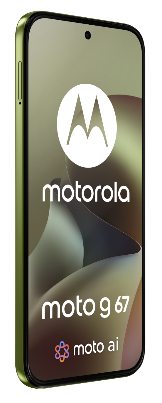 Limonkowo-zielony smartfon Motorola Moto G 67 z logo Motorola.