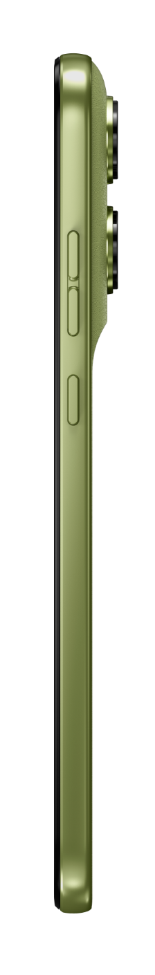 Widok z boku limonkowego smartfona z dwoma obiektywami.