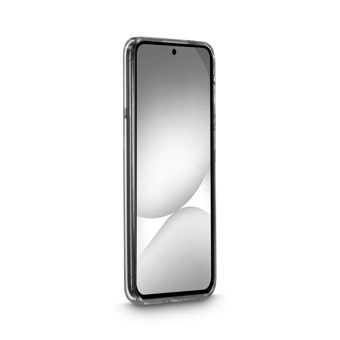 Ein transparentes Handygehäuse mit einem stilisierten Hintergrund.