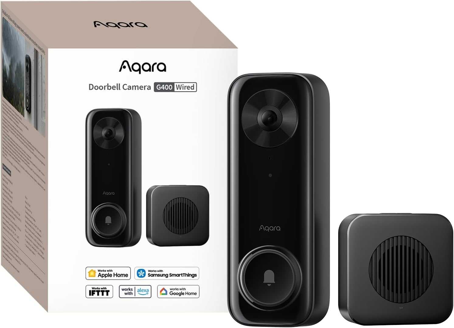 Aqara G400 vezetékes ajtócsengő kamera és csengő feketében.
