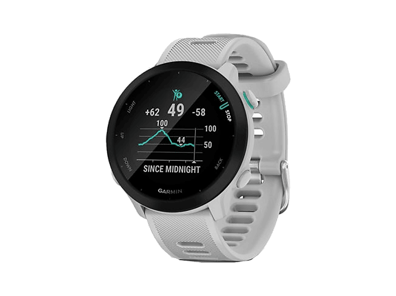 Reloj deportivo – Garmin Forerunner 55, 1,04″, MIP, 14 días, GPS, Frecuencia cardíaca, 5 ATM, Blanco