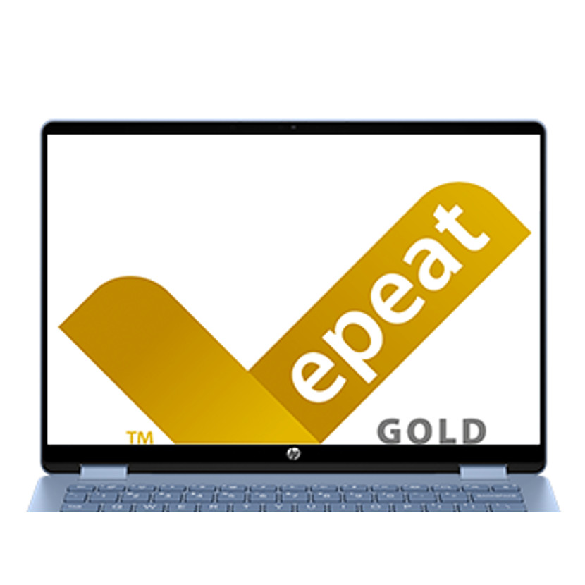 Laptop wyświetlający na ekranie złote logo EPEAT GOLD.