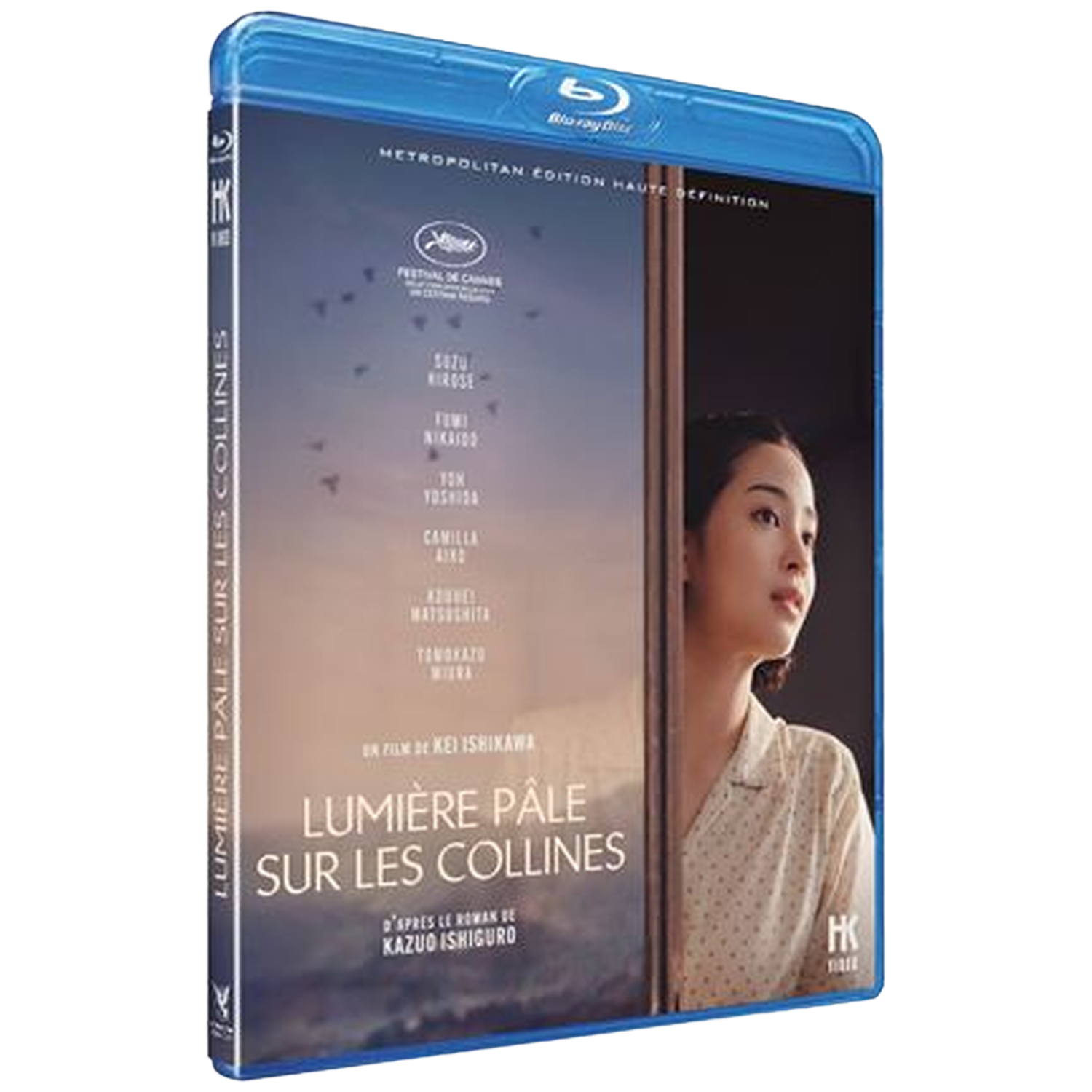 Blu-ray hoes met vrouw in profiel, titel: Bleek licht op de heuvels.