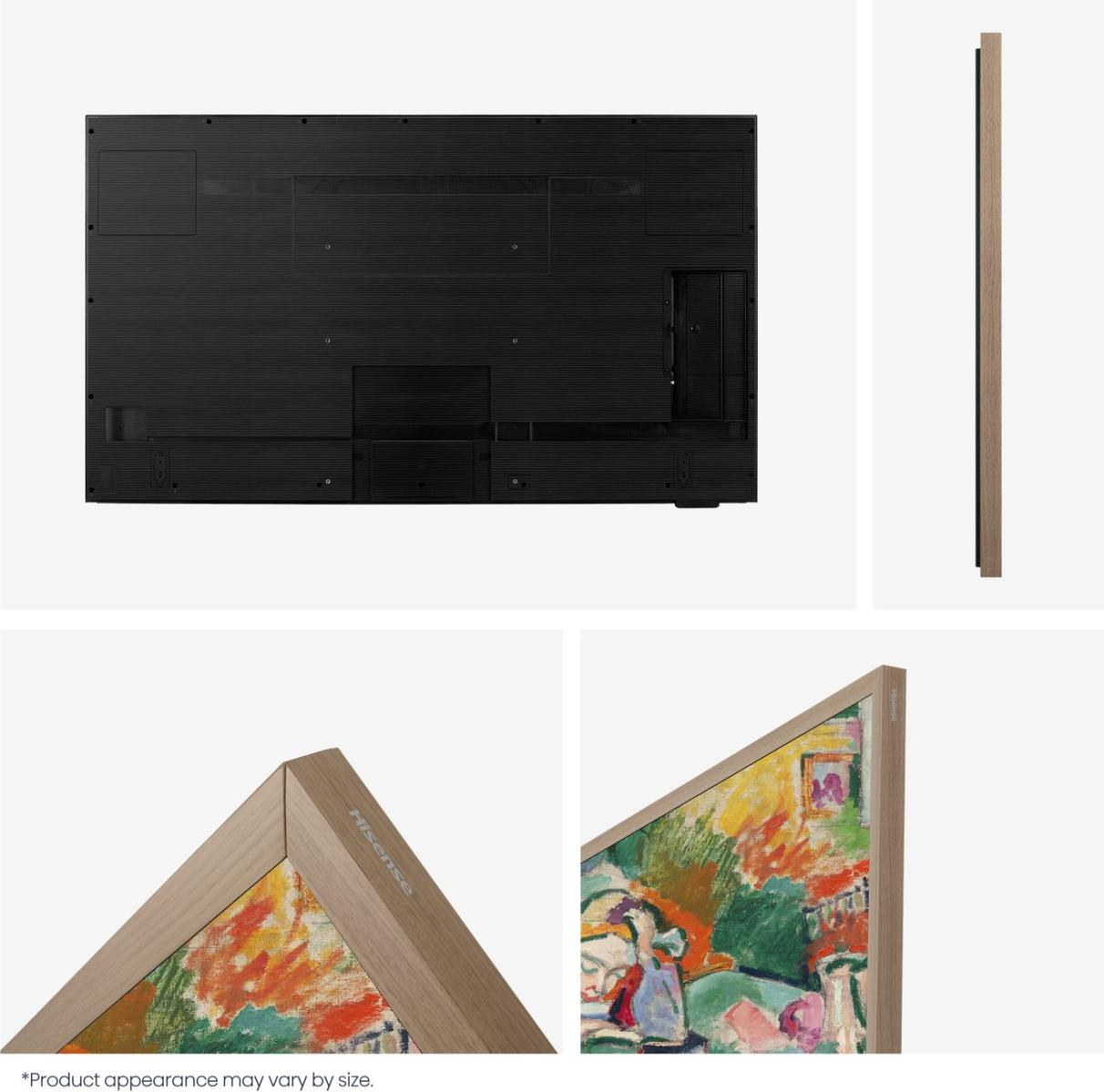 Rückseite eines Flachbildfernsehers, Seitenansicht und Ecke eines Gemäldes auf einem Fernseher.