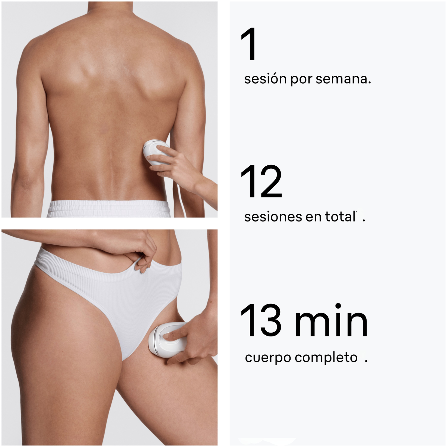 1 sesión por semana. 12 sesiones en total. 13 minutos cuerpo completo.