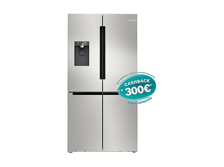 Frigorifero americano BOSCH KFD96APEA, Sistema Multi Flow: Sì; raffreddamento frigorifero: No Frost; congelatore: Frost, Capacità netta totale 574 l, Rumorosità: 39 dB(A), LAN wireless, Dispenser acqua, ghiaccio, Dimensioni: L 90,5 cm A 183 P 73,1 cm, Ino