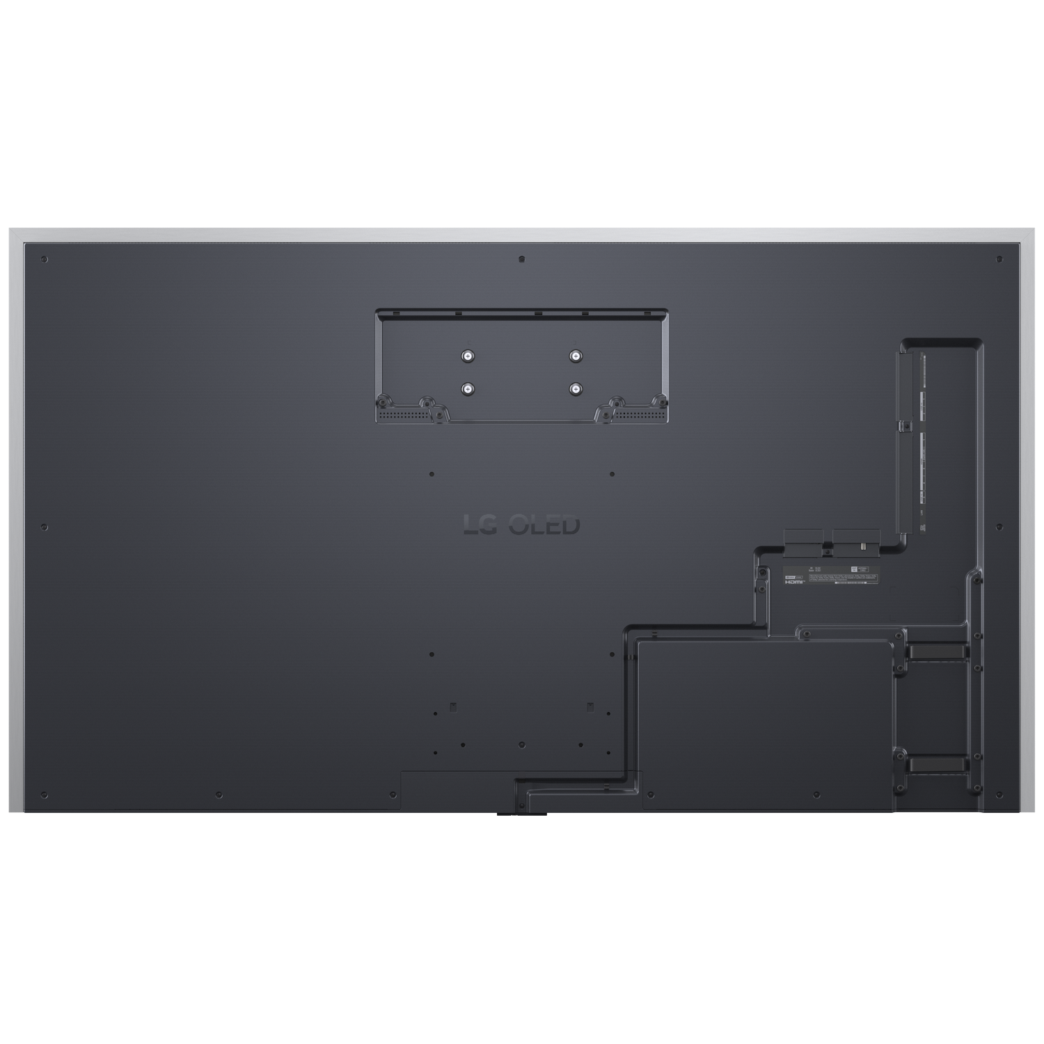 Back of an LG OLED TV showing ports and mounting points.