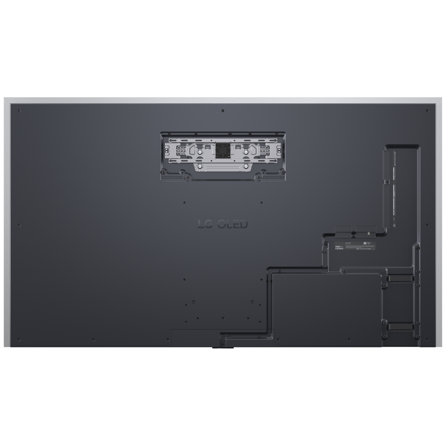 Back of an LG OLED TV showing ports and mounting points.