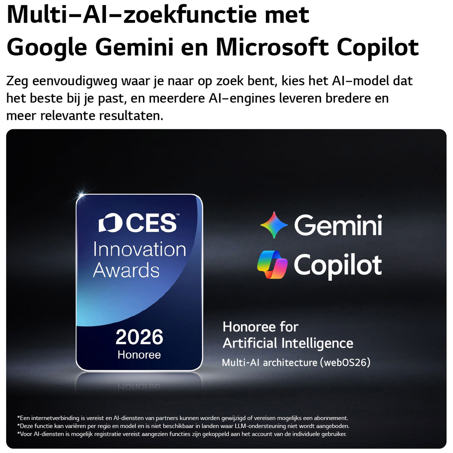 CES Innovation Award for Gemini and Copilot, honored for AI architecture.