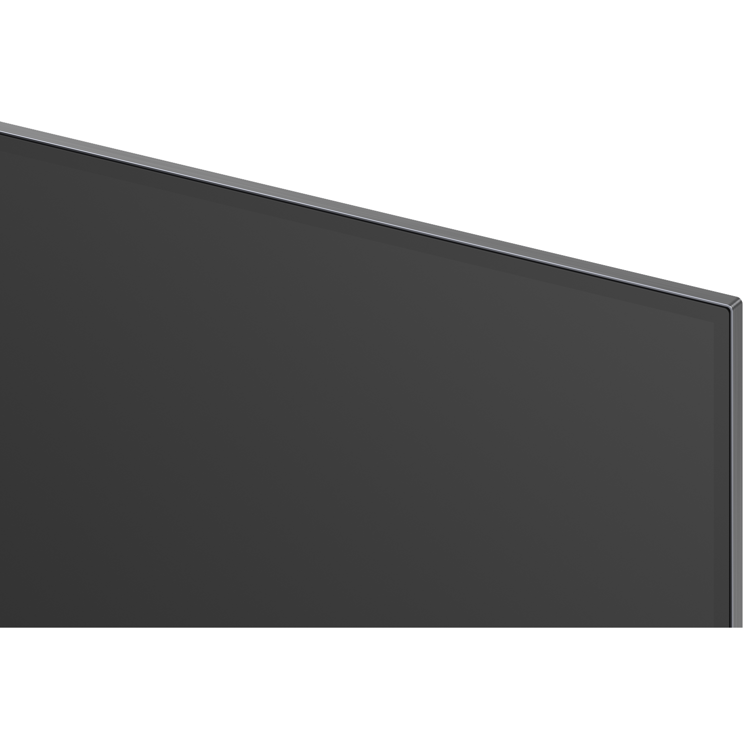Dark gray screen with a silver bezel, set against a white background.