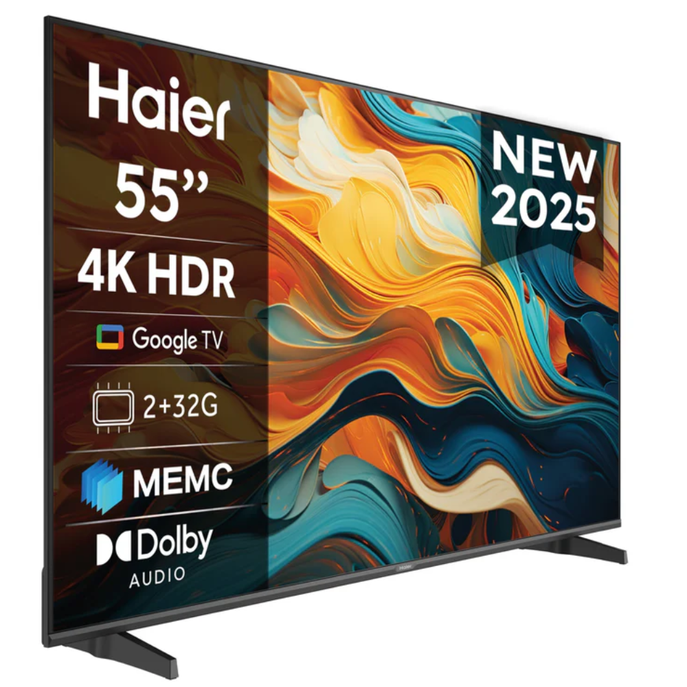 TV Haier de 55 pulgadas 4K HDR con Google TV, 2+32G, MEMC, Dolby Audio. Nuevo 2025.
