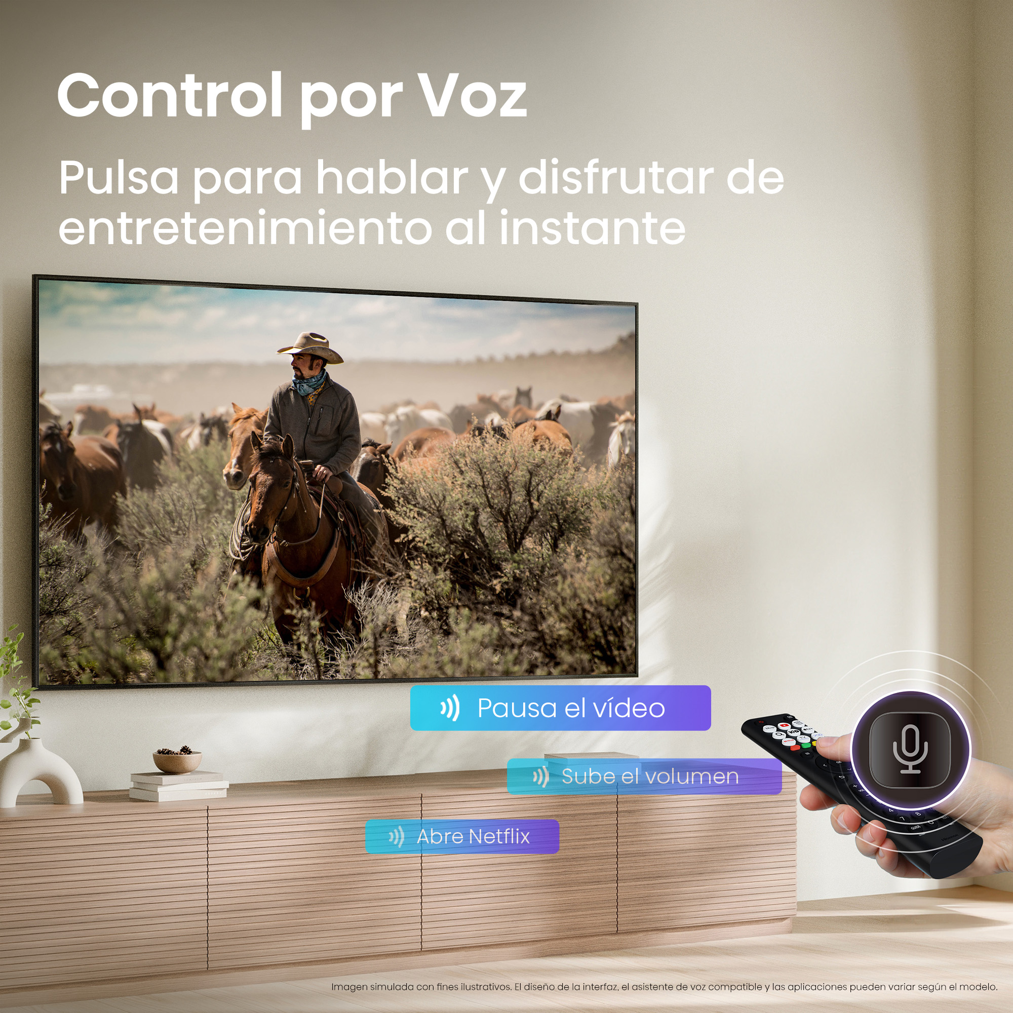 Un jinete a caballo atraviesa una manada en un paisaje polvoriento.