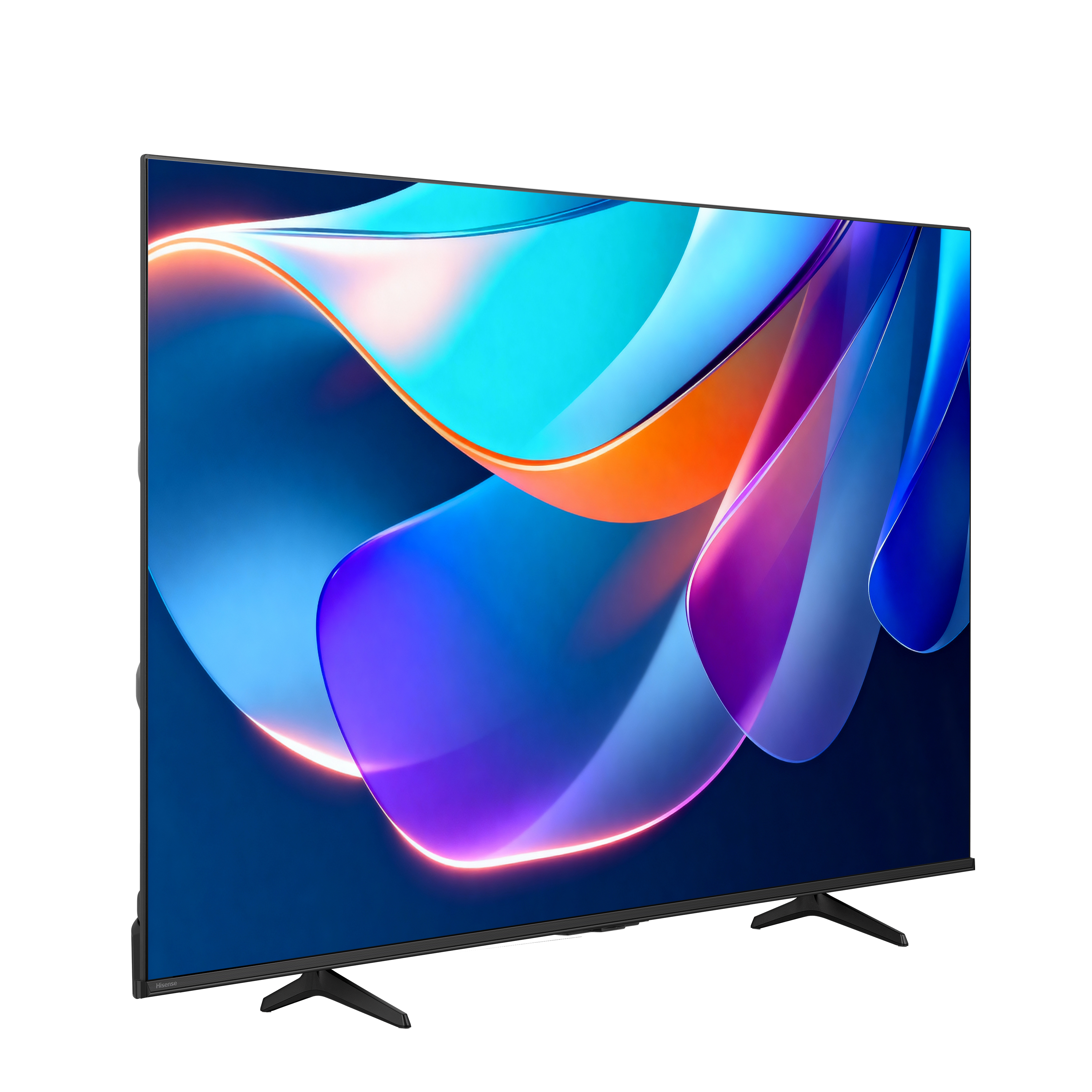 Un televisor moderno con una pantalla de fondo abstracta y colorida.
