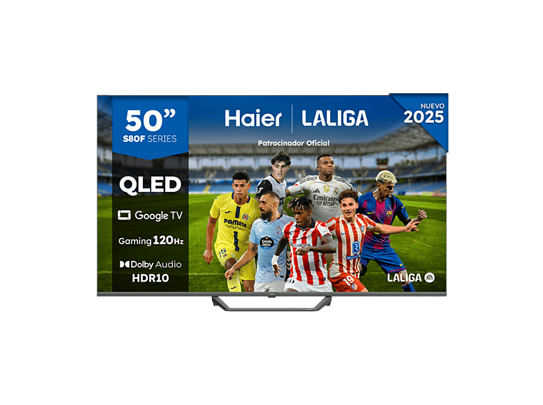 REACONDICIONADO Seminuevo Bueno TV QLED 50" - Haier S80 Series H50S80FUX, 4K HDR10, Google TV, Gaming 120Hz, Dolby Audio, Negro