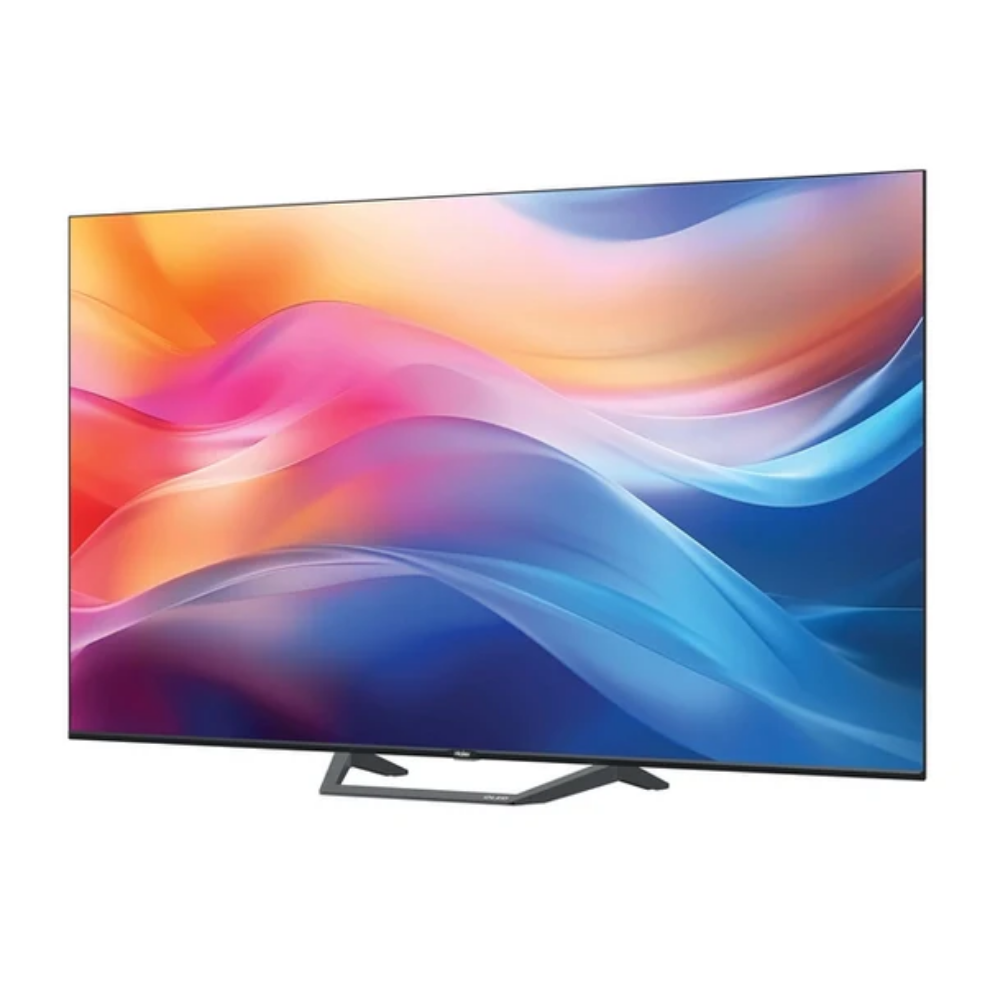 Un televisor moderno con un fondo abstracto y colorido en la pantalla.