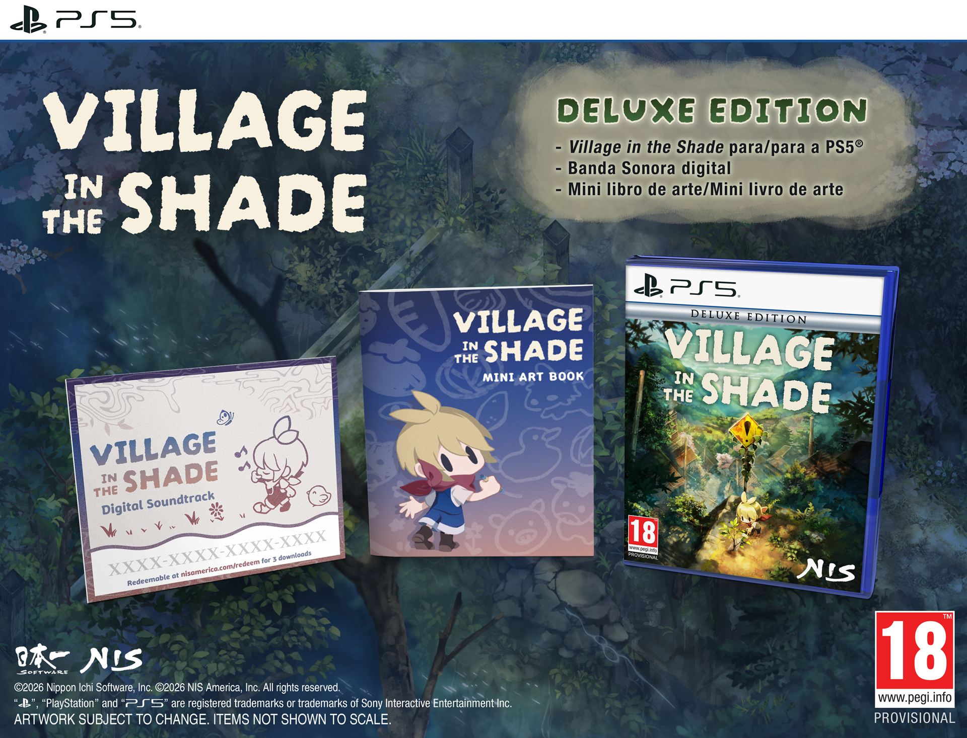 Juego PS5 "Village in the Shade" Edición Deluxe con artbook y banda sonora.