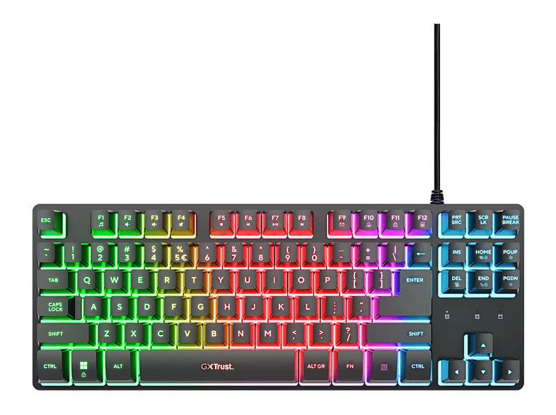 Teclado gaming - Trust GXT 833 Thado TKL,Teclas iluminadas, Con Cable, Negro