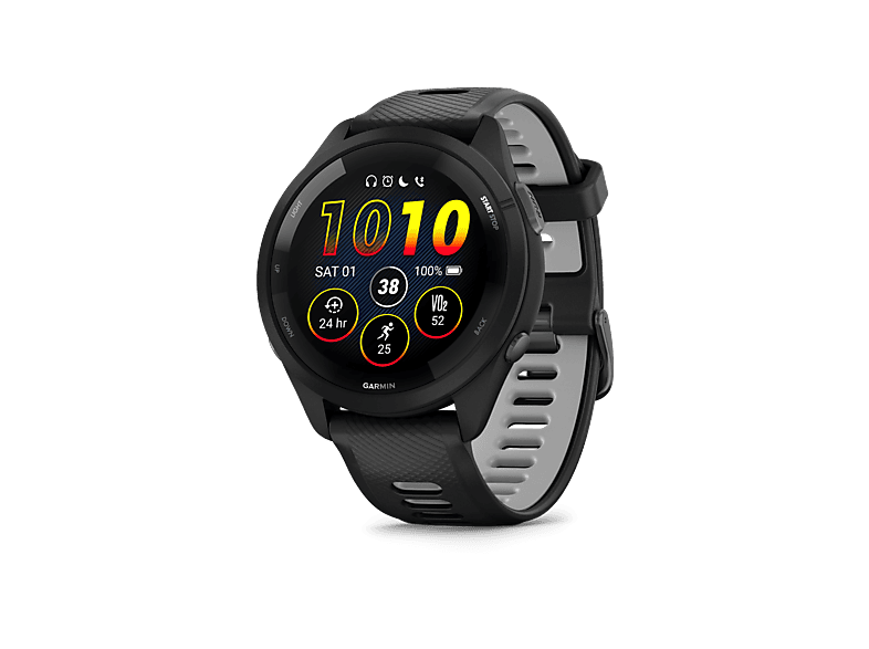 Reloj deportivo – Garmin Forerunner 265, Negro/Gris, 22mm, Pantalla Táctil AMOLED 1.3″, 13 días Autonomía, Morning Report, 8GB