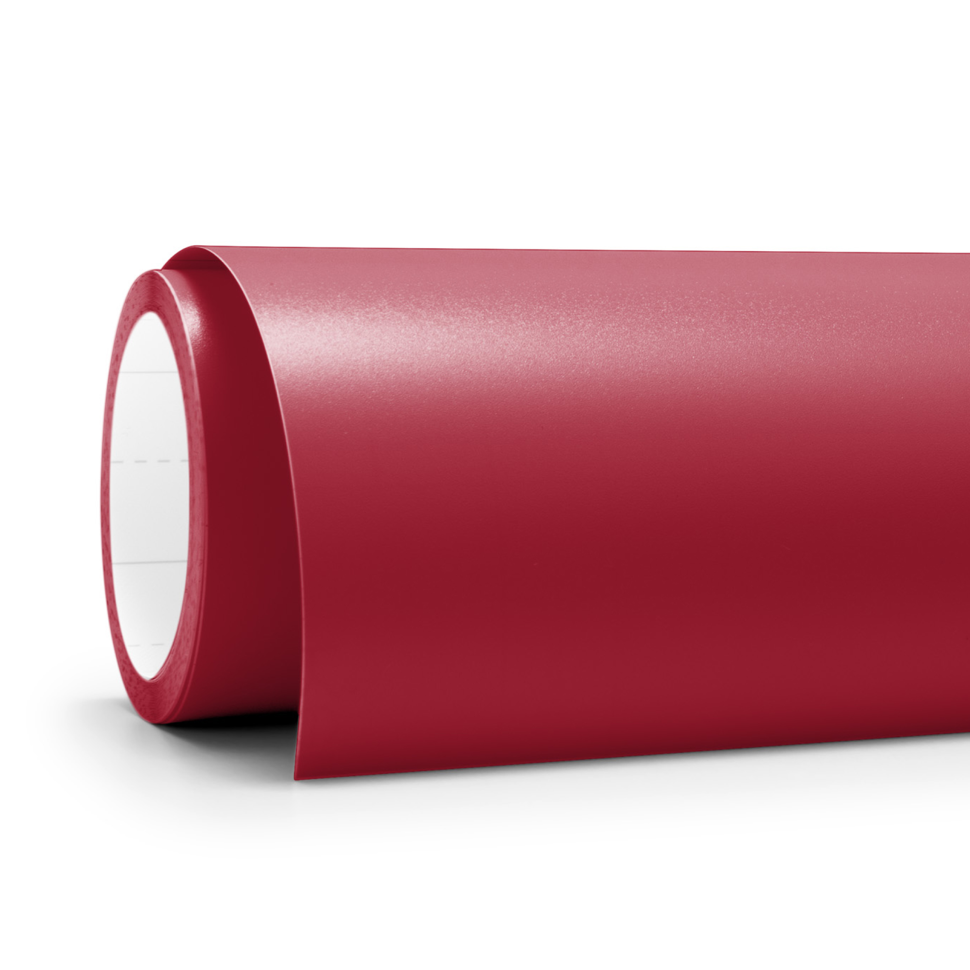 Un rollo de cinta roja sobre un fondo blanco.