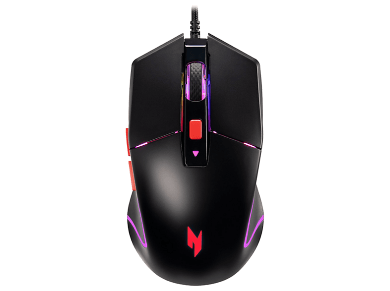 Acer Nitro Mousse 100, Con cable, 7200 DPI, 6 botones, Ambidiestro, Negro