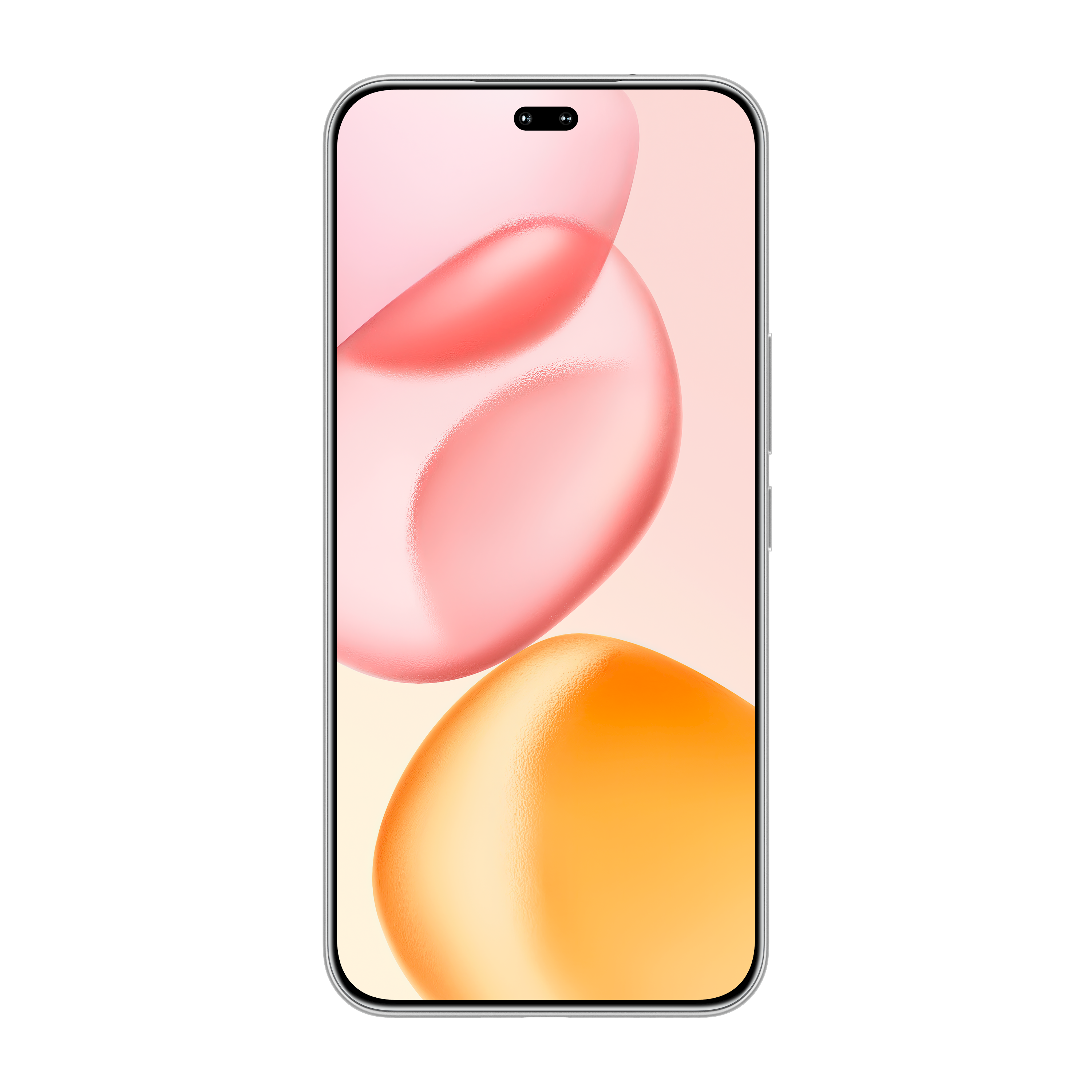 Pembe ve turuncu soyut duvar kağıdı gösteren bir akıllı telefon.