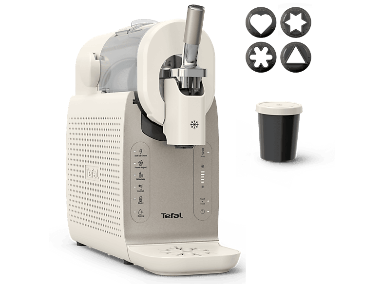 Tefal IG 803A Freezi Eismaschine mit Aufbewahrungsbehälter & Auslassöffnungen (Creme)