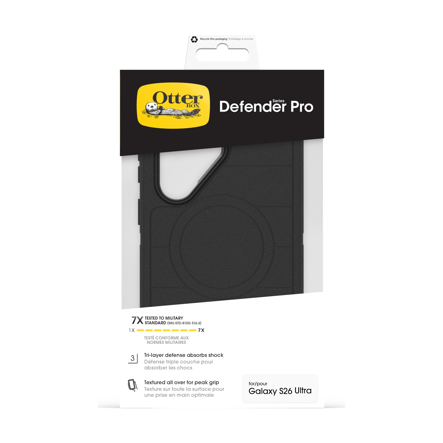Custodia OtterBox Defender Pro per Galaxy S26 Ultra, nera, testata militarmente.