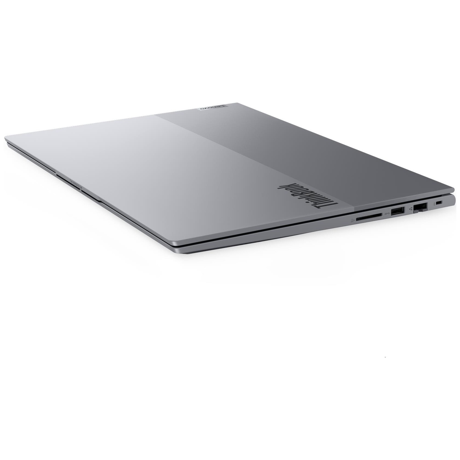 A grey laptop with a ThinkBook logo, displayed on a white background.