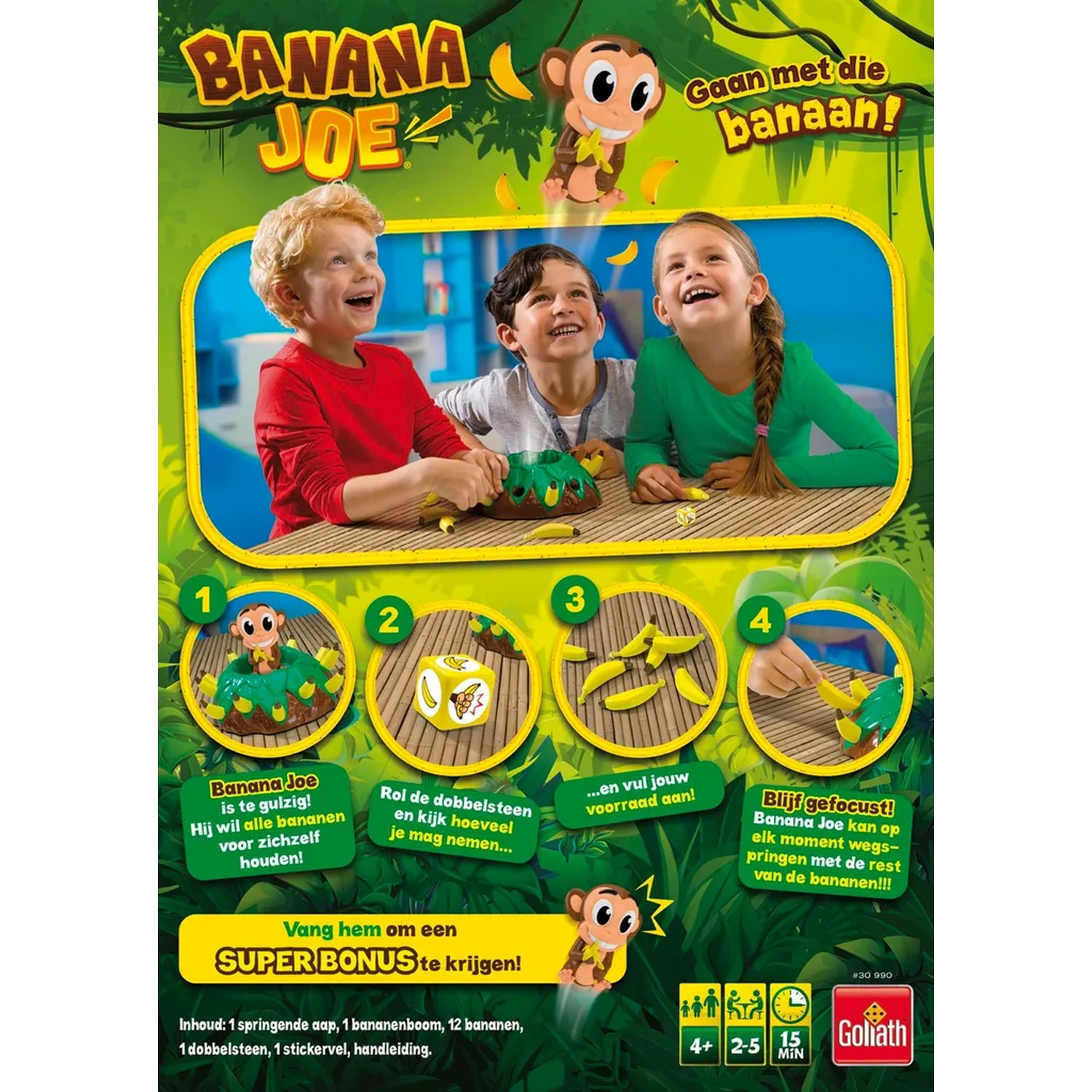 Banana Joe spel: kinderen en aap verzamelen bananen, leuk actiespel.