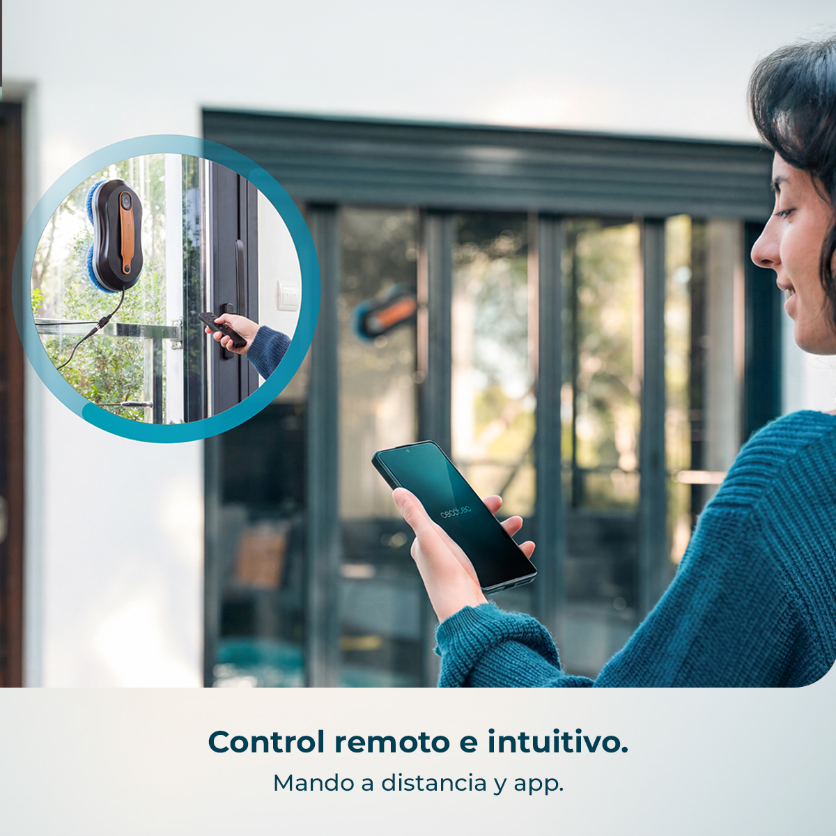 Control remoto e intuitivo. Mando a distancia y app.
