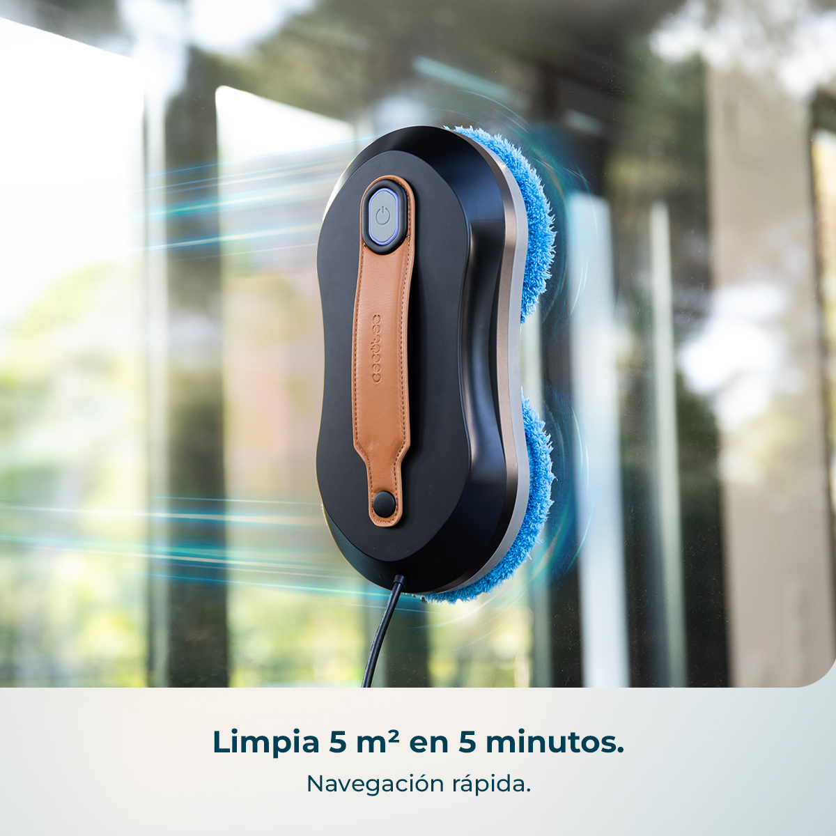 Limpia 5m2 en 5 minutos. Navegación rápida.