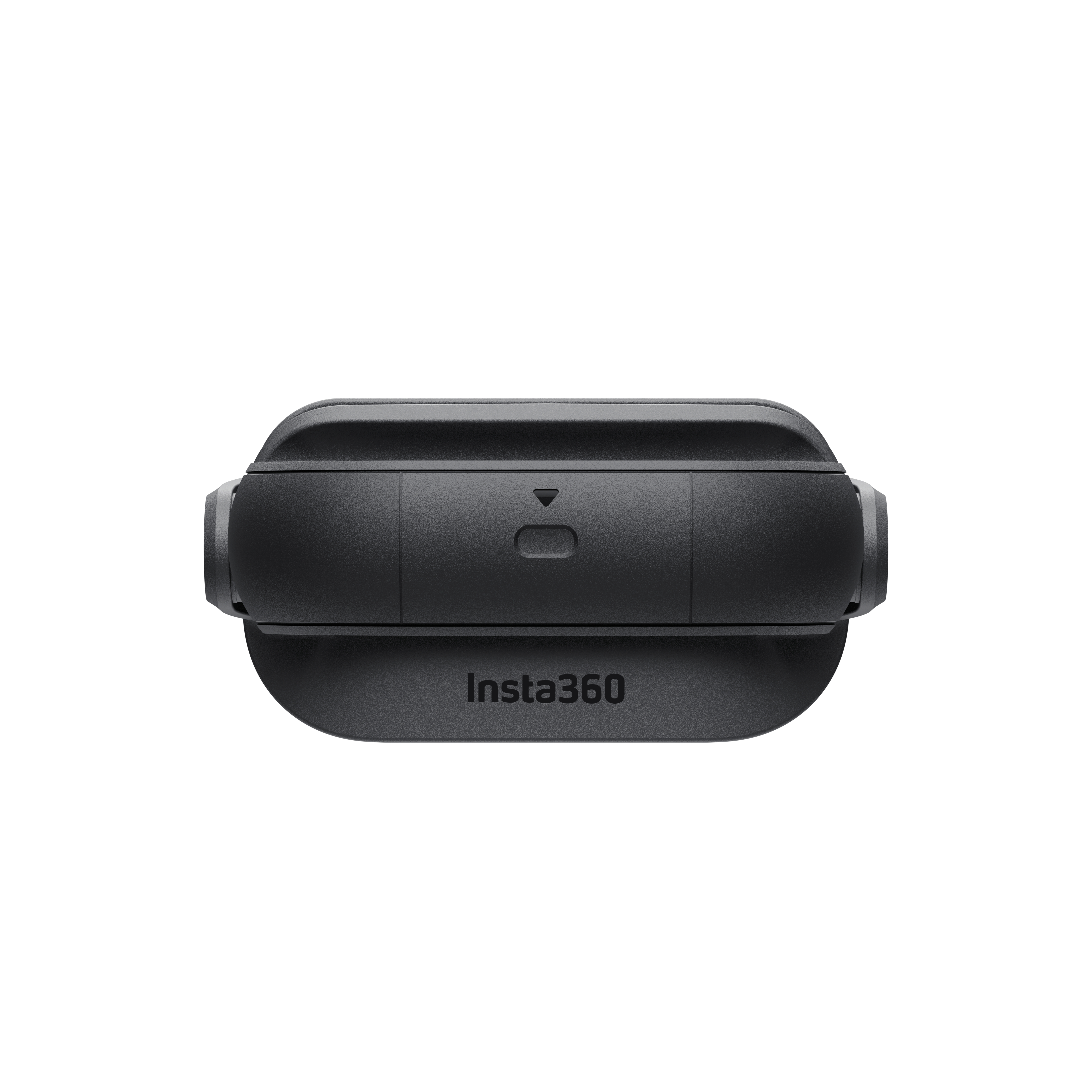 Ein schwarzer Insta360 Action-Kamera-Würfel wird von oben gezeigt.