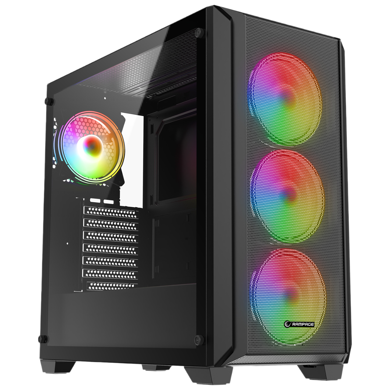 RAMPAGE Elysian Mesh 850W PSU Dahil Siyah RGB Fanlı