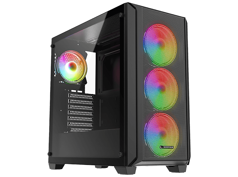 RAMPAGE Elysian Mesh 850 W 80 Plus Bronze 4*12cm ARGB Fan Temperli Camlı Mid-T Oyuncu Kasası Siyah