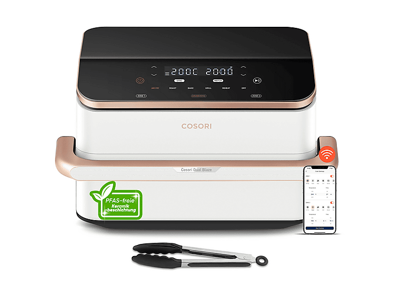 COSORI CAF-TF101-WEUR CERAMIC Dual Blaze Twinfry Heißluftfritteuse mit ...