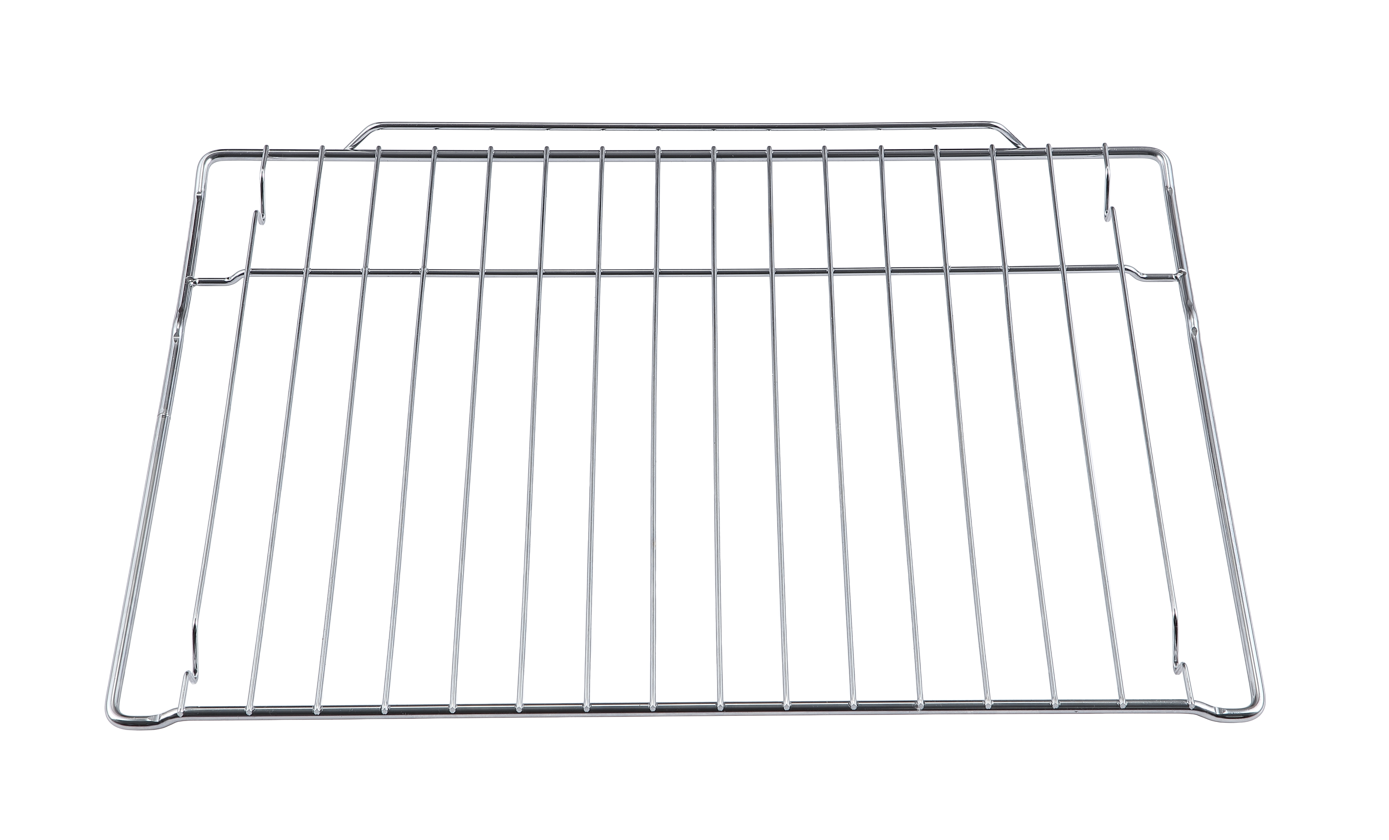 Błyszczący, prostokątny, chromowany ruszt do piekarnika.