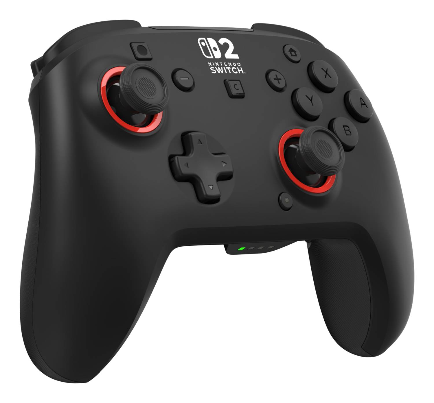 Mando Pro negro de Nintendo Switch con detalles y joysticks rojos.